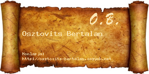 Osztovits Bertalan névjegykártya